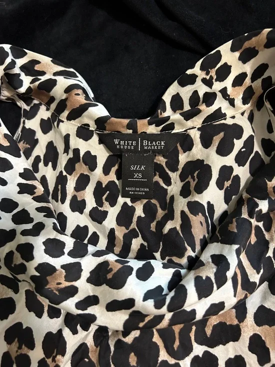 White House Black Market Leopard Print Cowl Neck Tank - Black, Brown, Cream - Picture 2 of 3